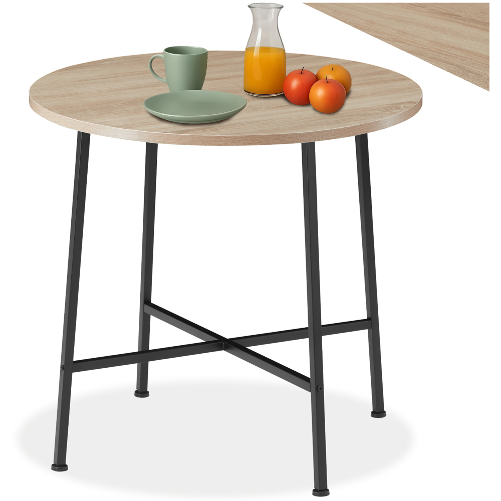 tectake Ennis 2 Seater Oak Sonoma Round Dining Table with Adjustable Plastic Feet Image 2