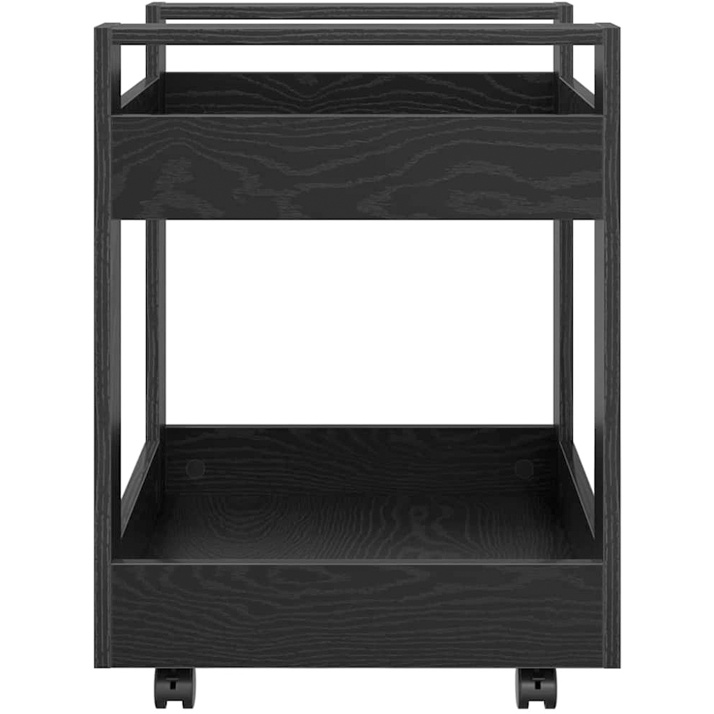 vidaXL 2 Shelf Black Oak Wooden Desk Trolley Image 6