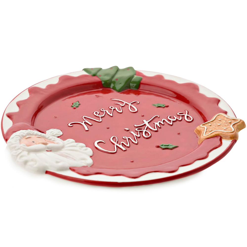 The Christmas Gift Co Red Christmas Plate 22.5cm Image 2