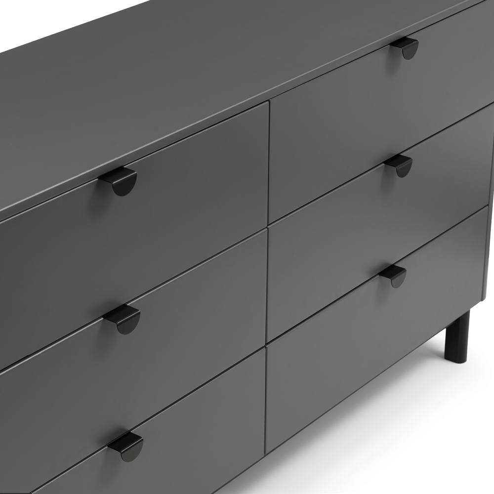 Julian Bowen Chloe 6 Drawer Storm Grey Lacquer Wide Chest of Drawers Image 6