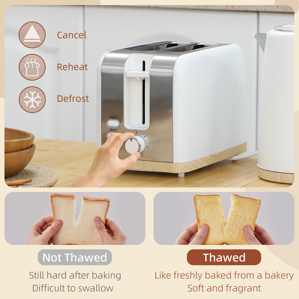 HOMCOM 800-234V70WT White 1.7L Electric Fast Boil Kettle and 2 Slice Toaster Set Image 5