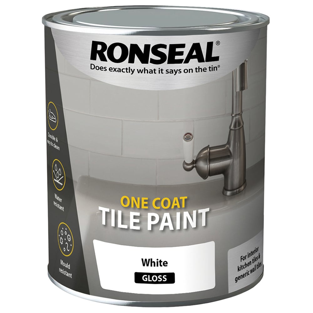 Ronseal One Coat White Gloss Tile Paint 750ml Image 2