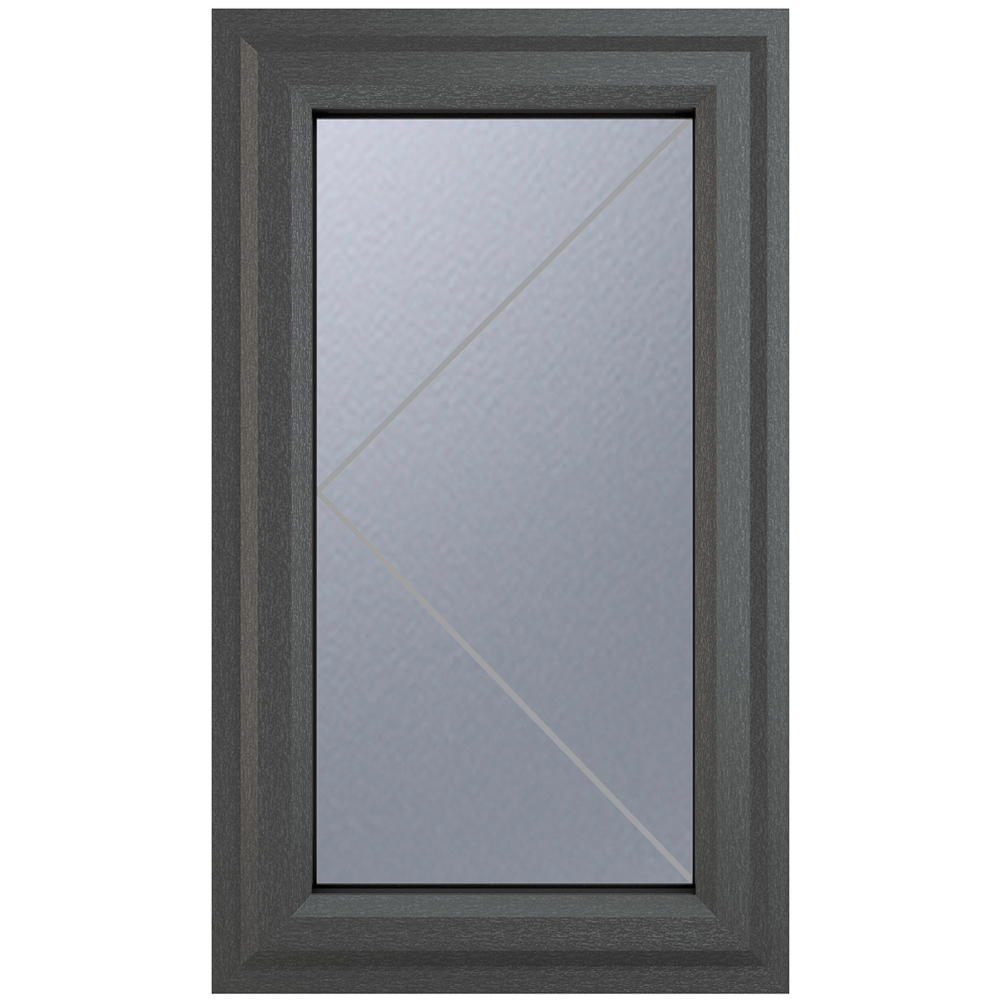 Crystal uPVC Double Glazed Window Left Hand Side Hung Grey White Obscure Glass 610x1190mm Image 2