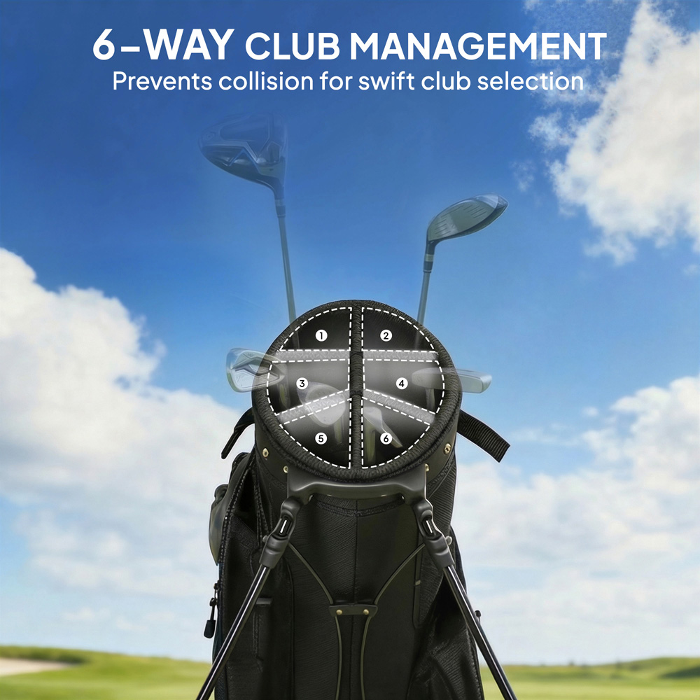 Outsunny Grey 6 Way Full-Length Divider Golf Stand Bags Image 8