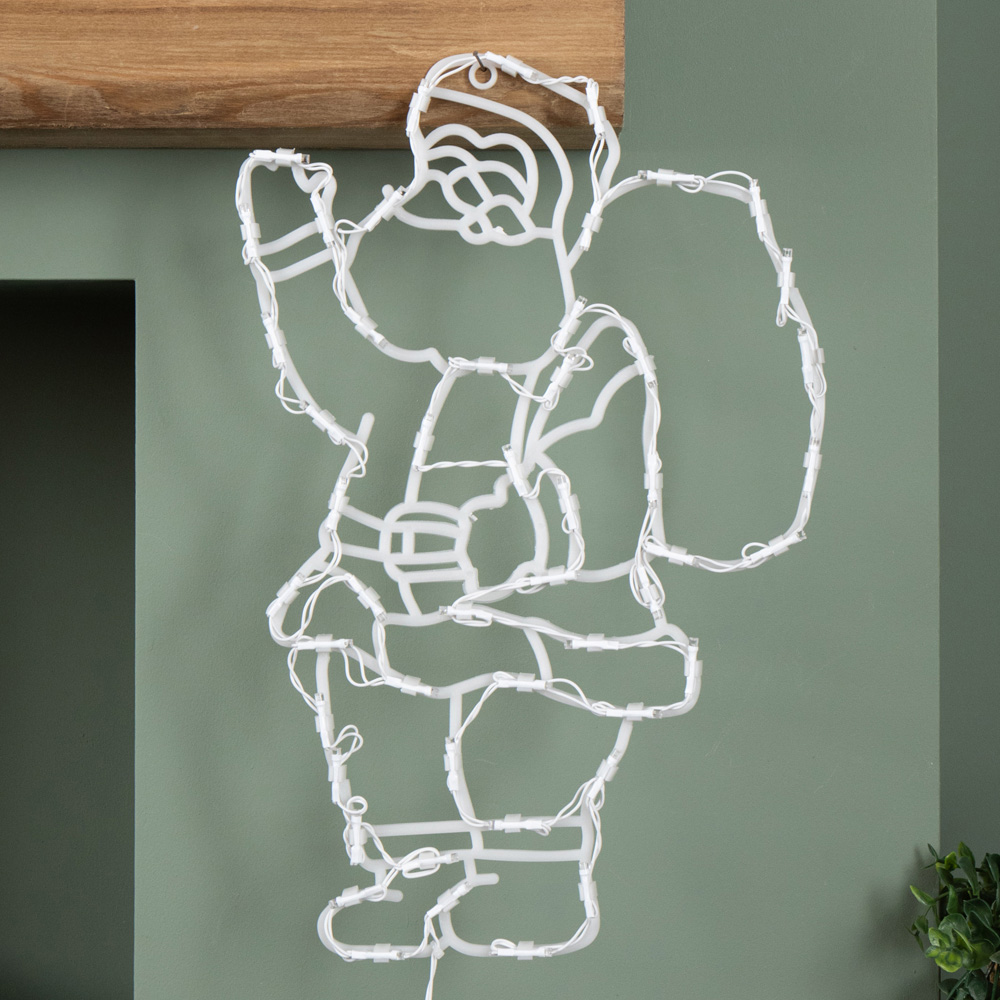 Samuel Alexander 50 White LED Battery Powered Light-Up Hanging Santa Christmas Decoration 44cm Image 3