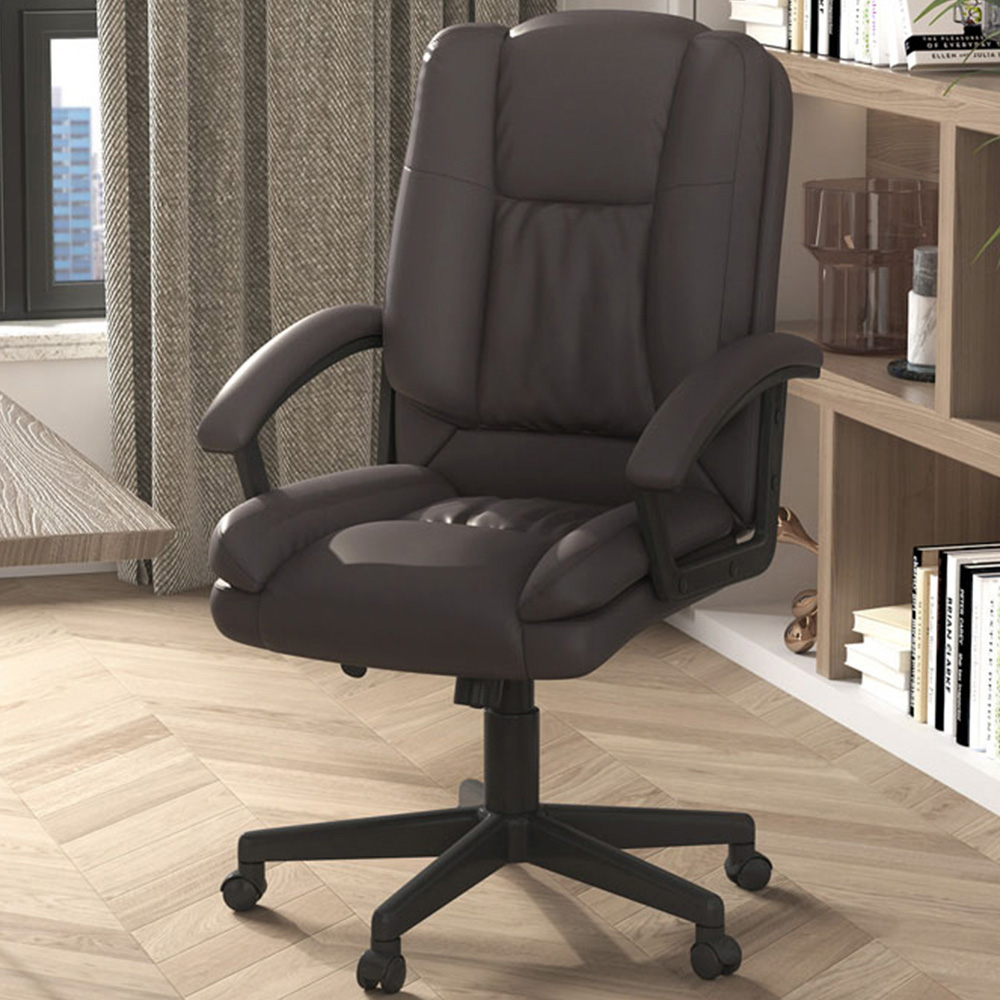 Portland Brown PU Leather Swivel Executive Office Chair Image 1