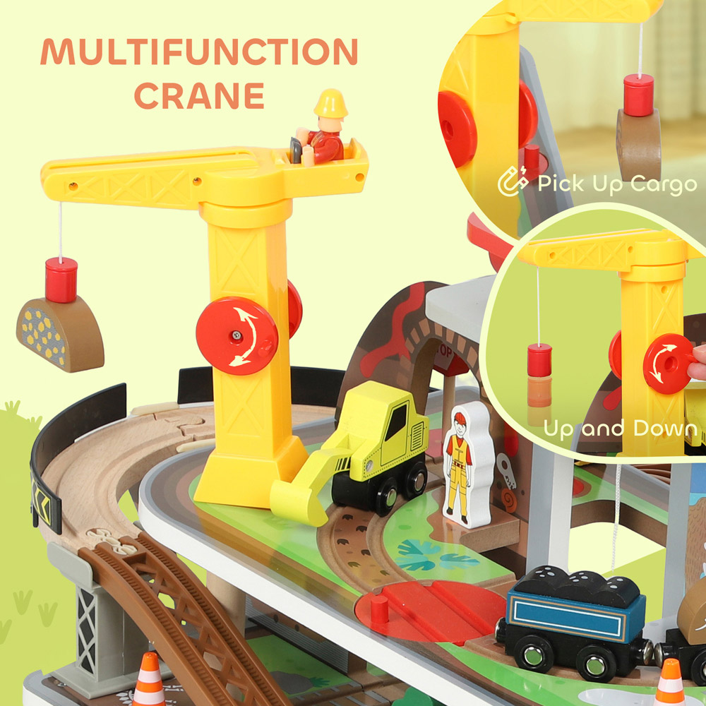 Tommy Toys AIYAPLAY 79 Piece Mine Themed Wooden Toy Train Set Image 3