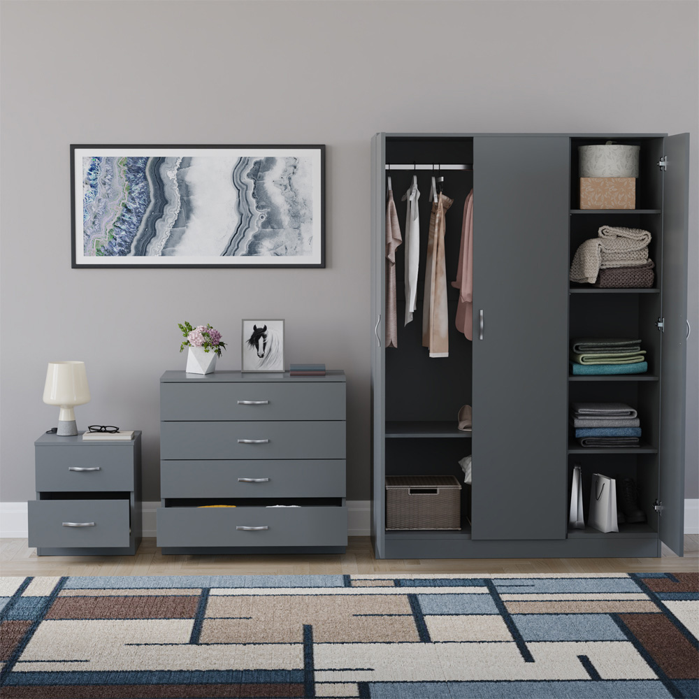VIDA DESIGNS Riano Grey 3 Piece Bedroom Furniture Set Image 3