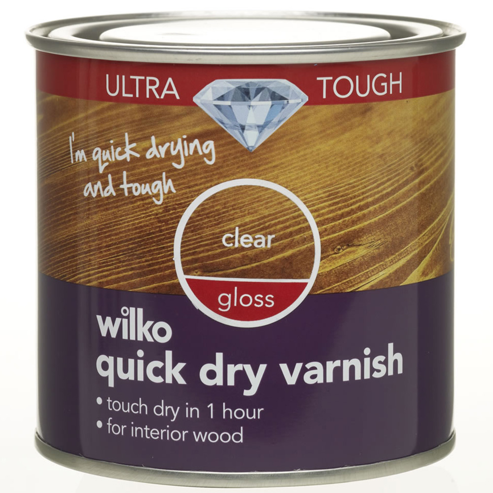 Wilko Ultra Tough Quick Dry Clear Gloss Varnish 250ml Image 1