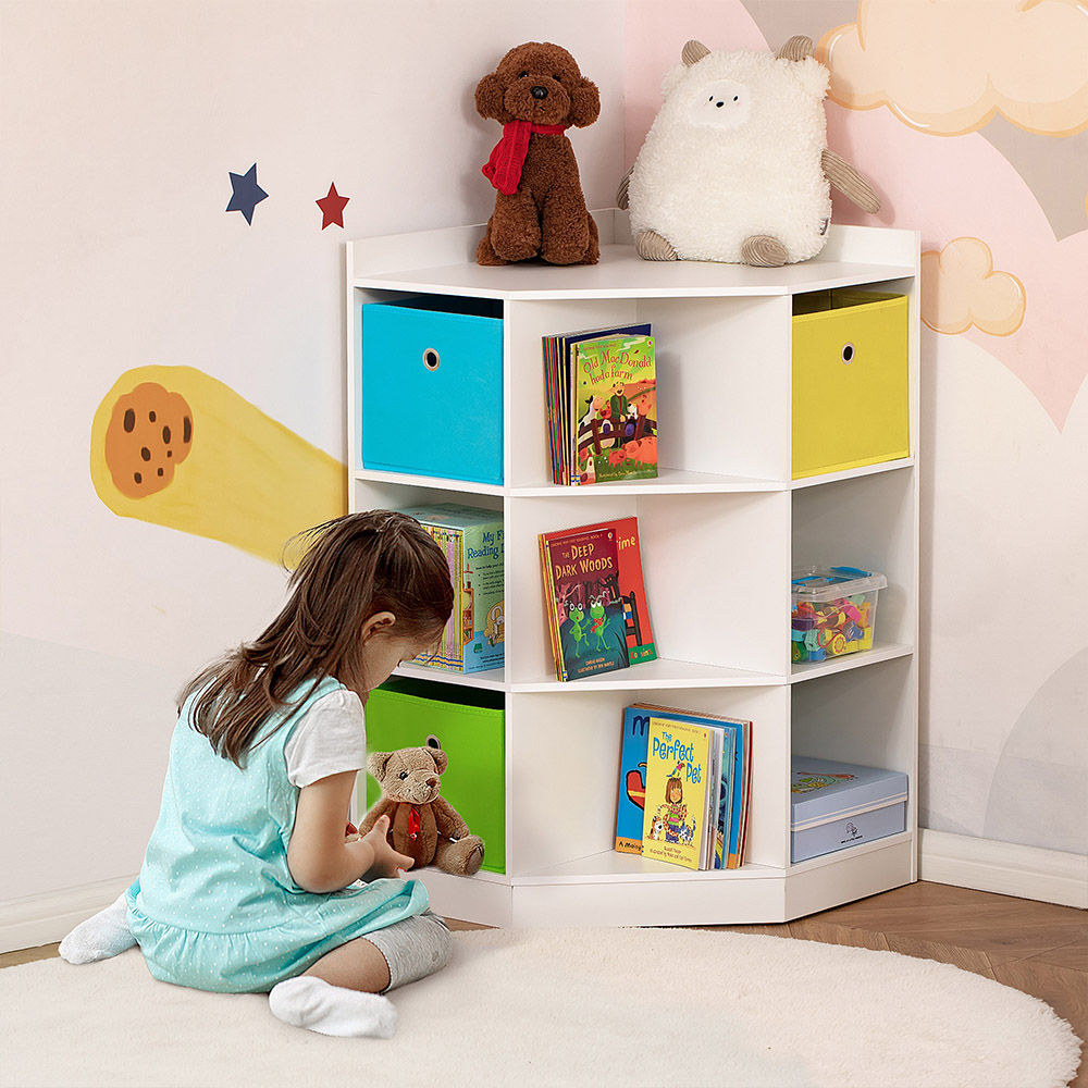 Tommy Toys 3 Fabric Drawer 6 Shelf White Kids Bookcase Toy Organiser Image 5