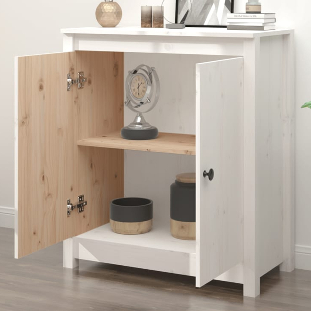 vidaXL 2 Door White Solid Pine Wood Sideboard Image 1