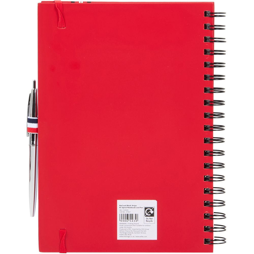 Red and Black Stripe- B5 NB & Pen Image 5