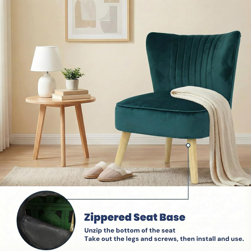 Alivio Green Velvet Upholstered Modern Accent Chair Image 6