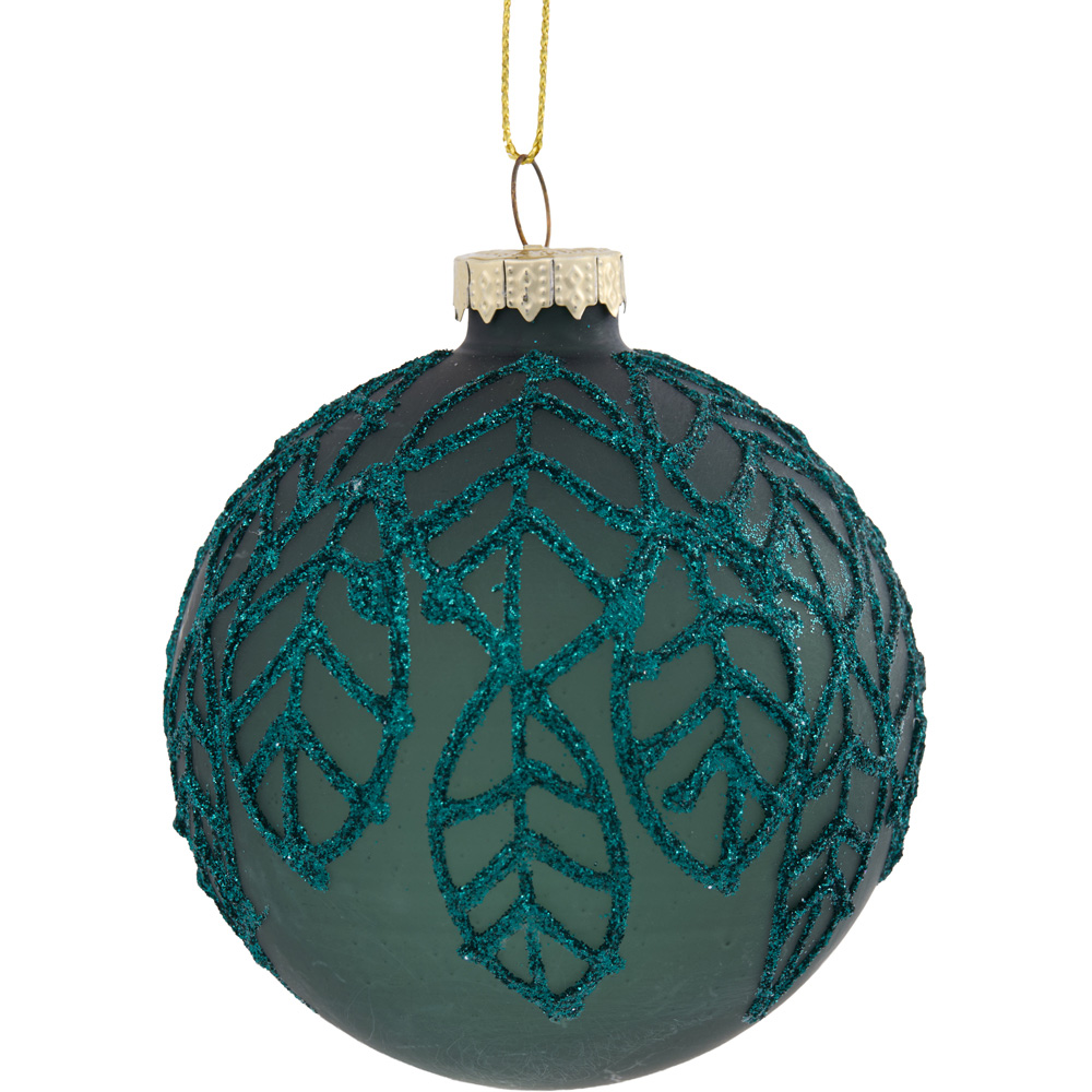 Emerald Glitter Leaf Bauble - Emerald Image 1