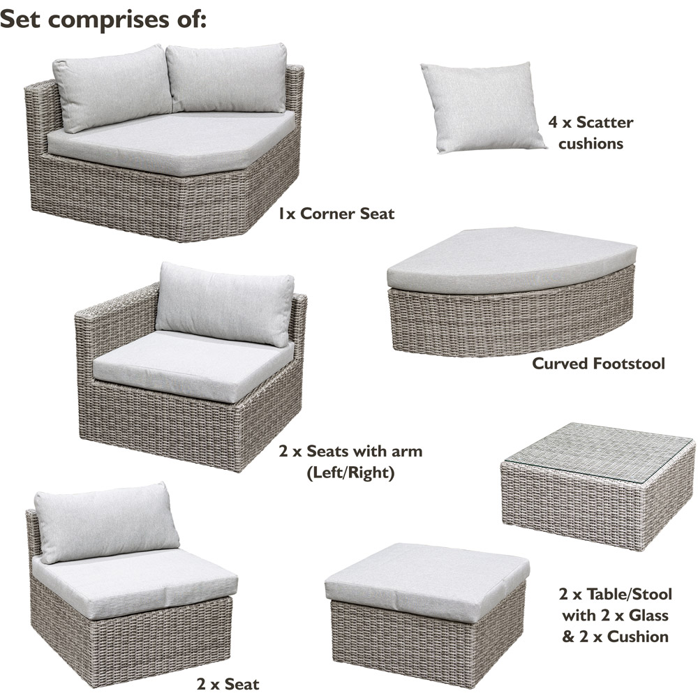 Rowlinson Marbella 7 Seater Grey Polyrattan Corner Lounge Set Image 9