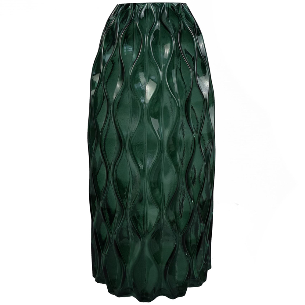 Leaf Green Waves Glass Vase 30cm Image 1