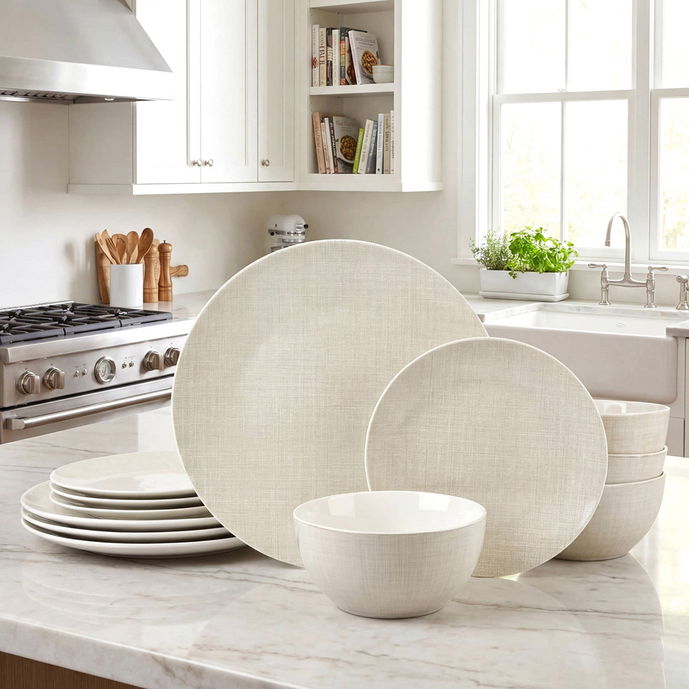 Waterside Linen Design Grey 12 Piece Dinner Set Image 6
