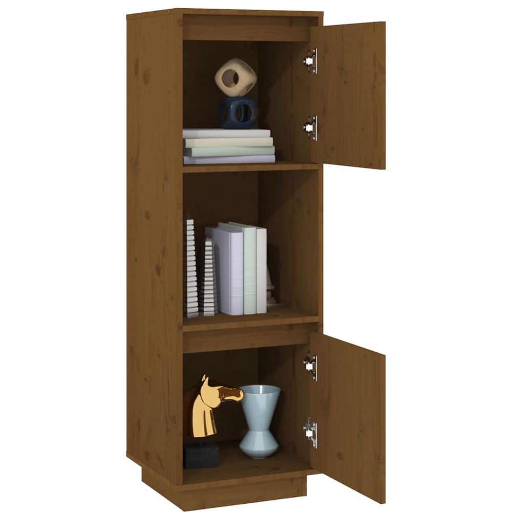 vidaXL 2 Door Single Shelf Honey Brown Pine Wood Highboard Image 5
