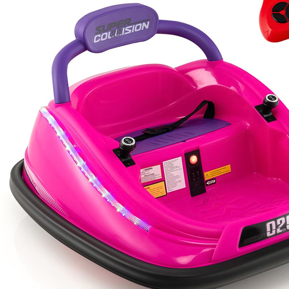 Costway Kids Pink Electric Bumper Car with Spin and Remote Control Image 2