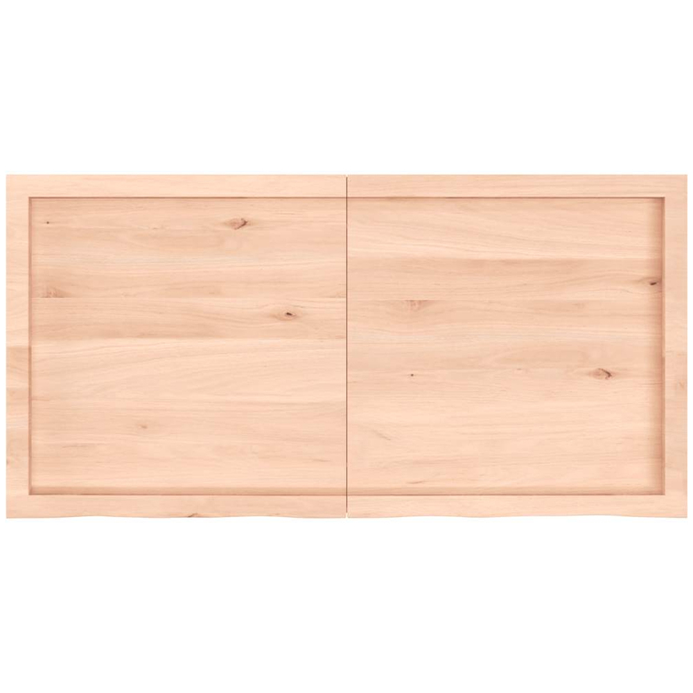 vidaXL 120cm Natural Untreated Solid Oak Wood Floating Wall Shelf Image 2