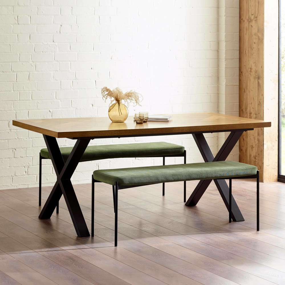 Julian Bowen Leonie 2 Seater Green Velvet Dining Bench Image 7