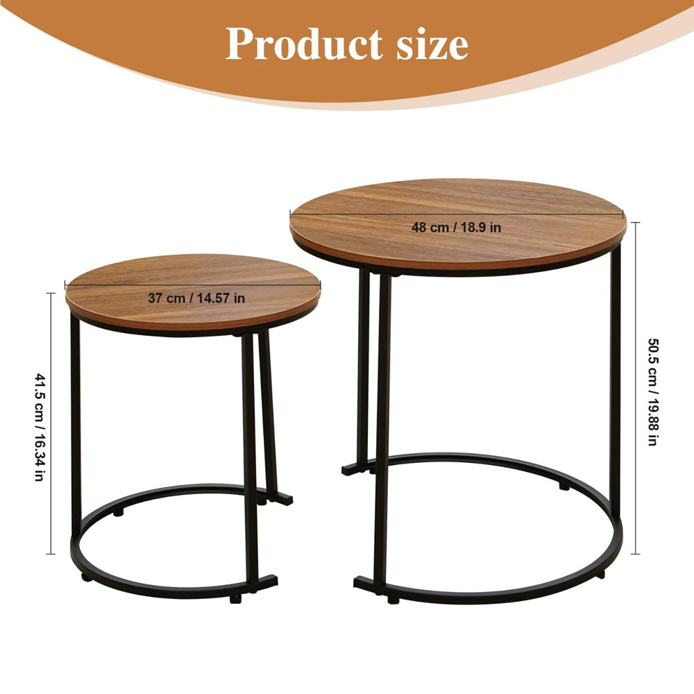 Alivio Brown Round Nesting Coffee Tables Set of 2 Image 7