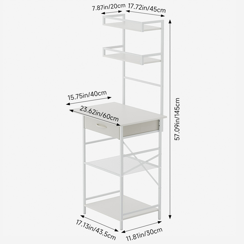 Living and Home 4-Tier White Dressing Table with Open Shelves Image 8