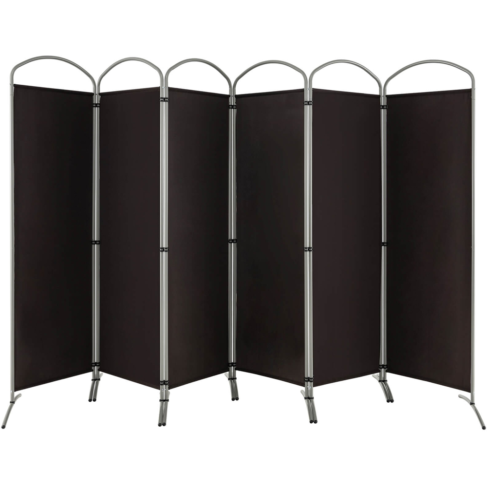 Costway 6 Panel Brown Freestanding Fabric Room Divider Image 1