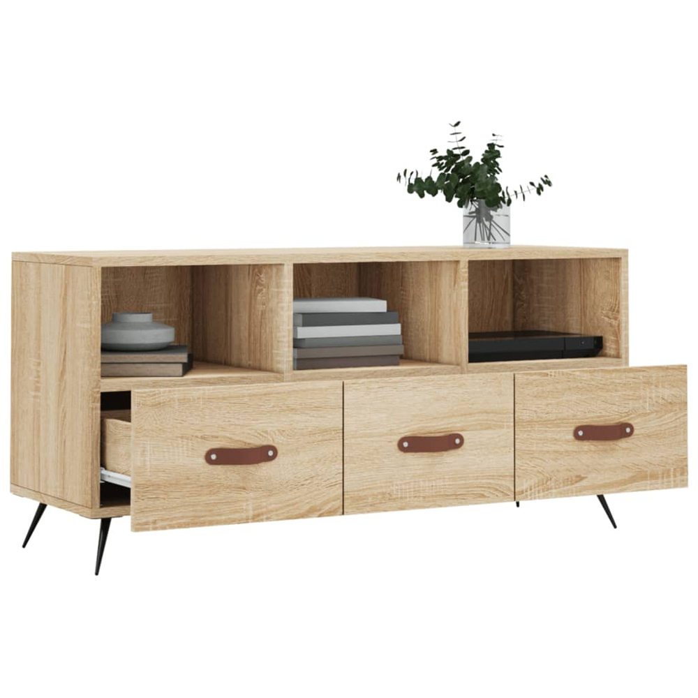 vidaXL 3 Drawer 3 Shelf Sonoma Oak TV Cabinet Image 4
