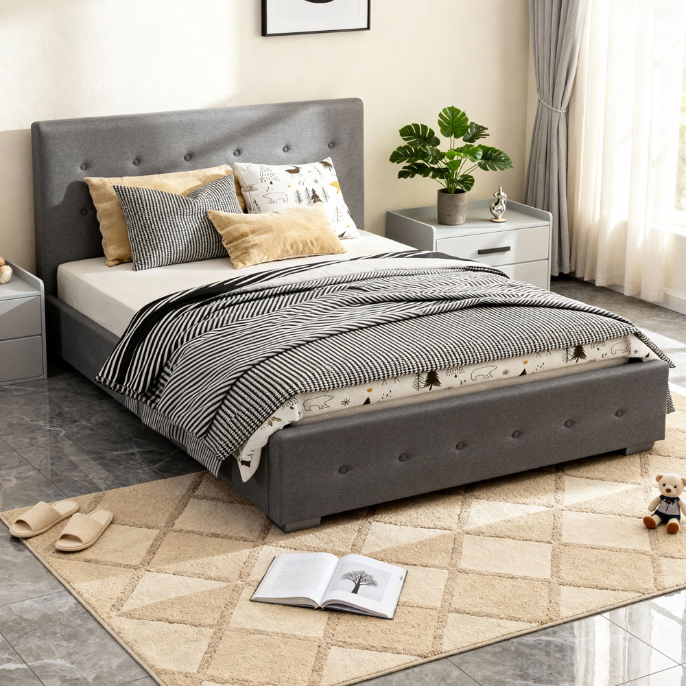 Brooklyn King Size Grey Fabric Ottoman Storage Bed Image 4