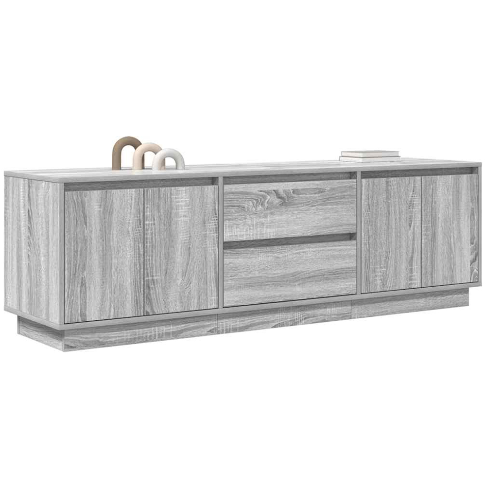 vidaXL 2 Door 2 Drawer Grey Sonoma TV Cabinet with LED Lights Image 5