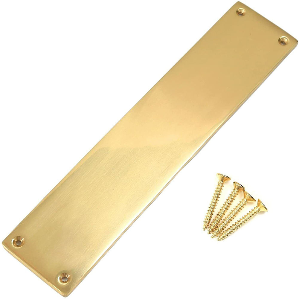 Golden Grace Polished Brass Victorian Door Finger Plate 11 x 2 1/2 inch Image 2
