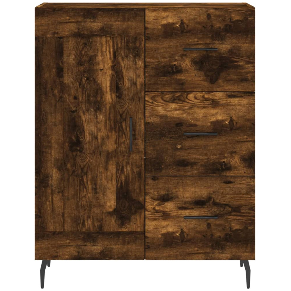 vidaXL Single Door 3 Drawer Smoked Oak Sideboard Image 5