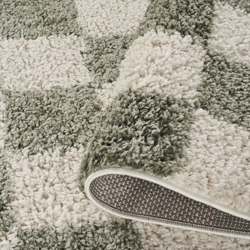 Desire Rugs Chester Sage Shaggy Checkered Rug 120 x 170cm Image 4