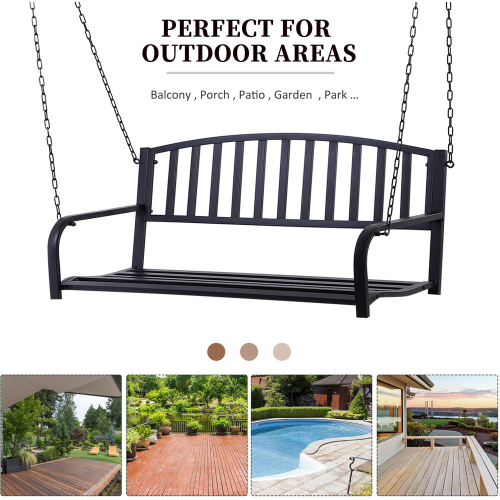 Outsunny 2 Seater Black Minimalist Garden Swing Chair Image 6