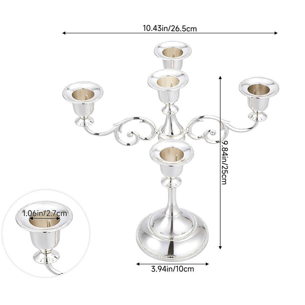 Living and Home 5-Arm Silvery Metal Swirl Candelabra Image 8