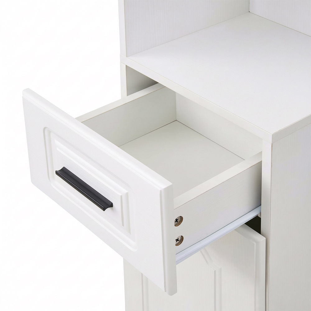 Living and Home Single Door Single Drawer White Corner Cabinet Image 5