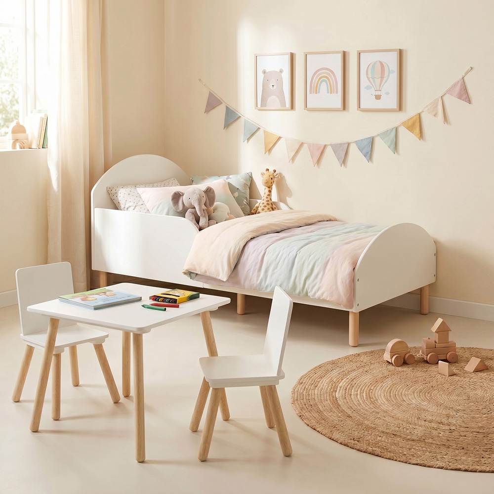 Liberty House Toys White Toddler Bed with Table and Chairs Set Image 5