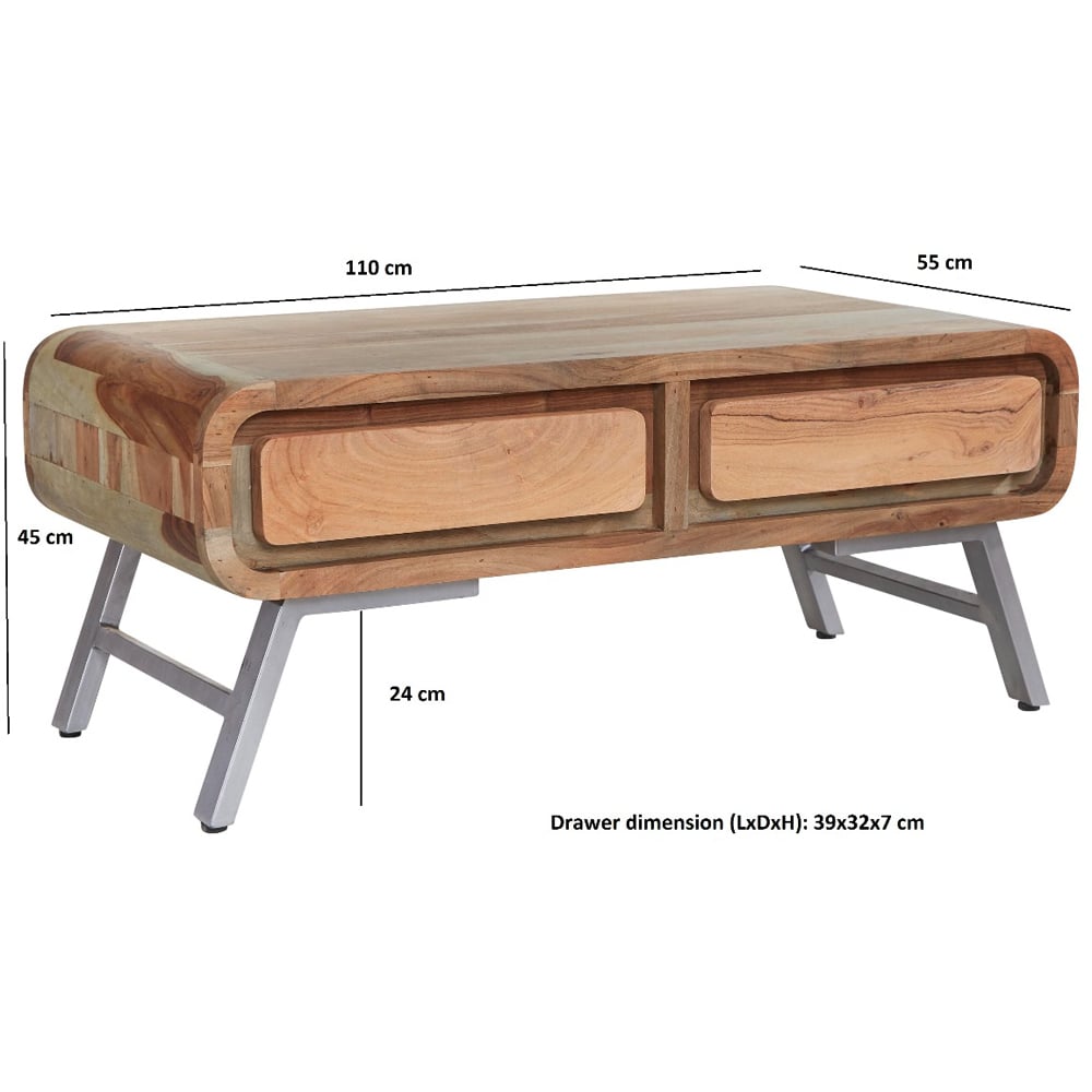 Brooklyn 2 Drawer Hardwood Coffee Table Image 3