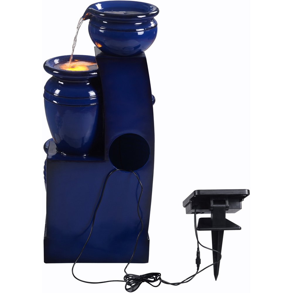 Teamson Home 4-TierLED Solar Powered Navy Cascading Bowl Fountain Image 4