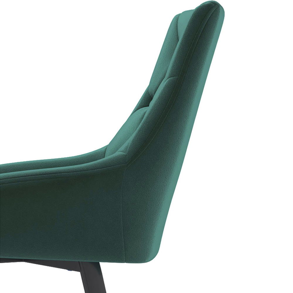 Living and Home Set of 2 Green Velvet Buttoned Dining Chair Image 6