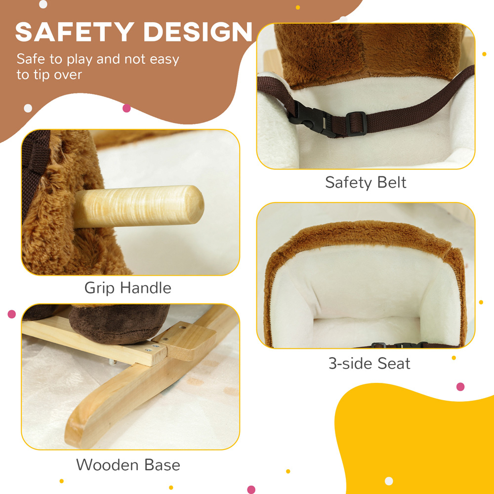 Tommy Toys Brown Kids Rocking Horse with Safety Belt Image 7