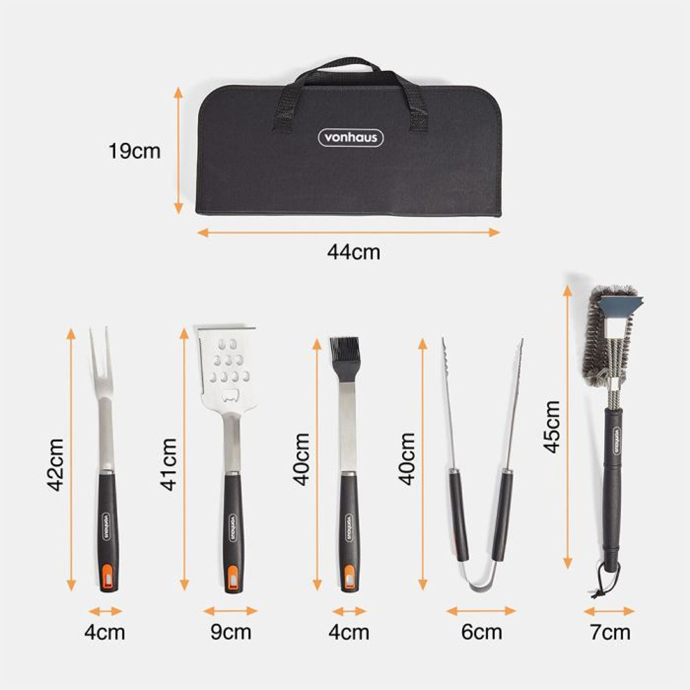 VonHaus 5 Piece BBQ Tool Set with Bag Image 7