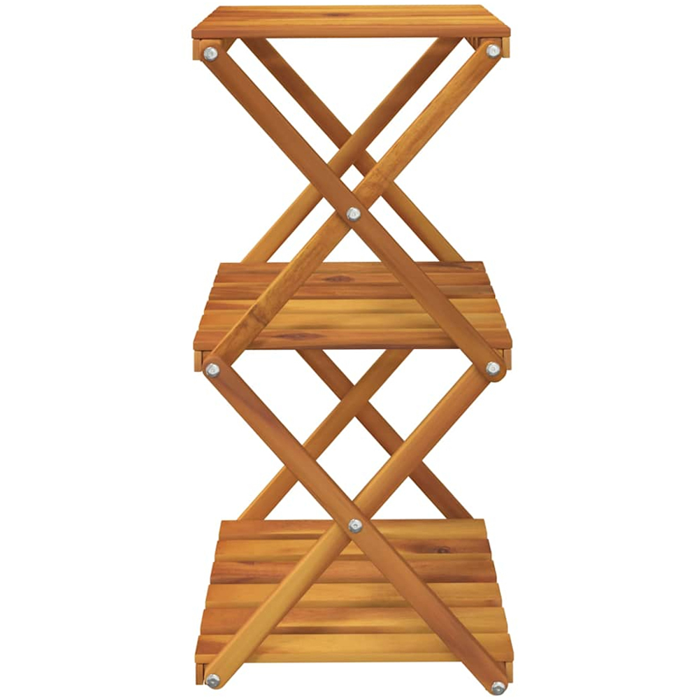 vidaXL 3 Shelf Brown Solid Acacia Wood Foldable Slatted Display Unit Image 3