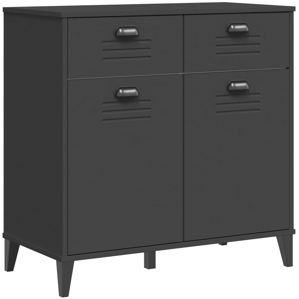 vidaXL 2 Door 2 Drawer Black Wooden Sideboard Image 2