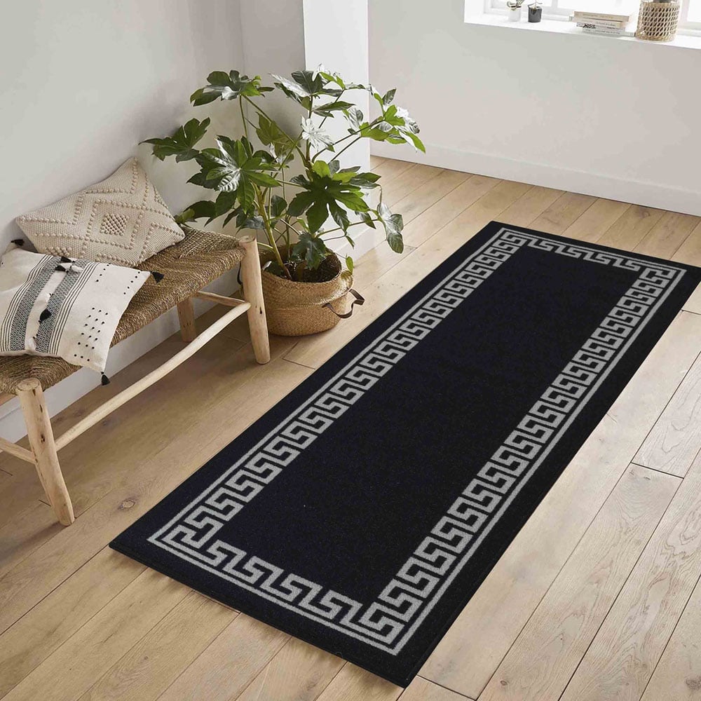 Desire Rugs Havana Black Greek Key Anti Slip Door Mat 90 x 57cm Image 4