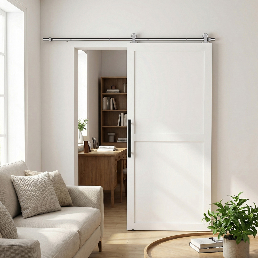 HOMCOM Sliver Tone Smooth Quiet Sliding Door Hardware Kit 180cm Image 2