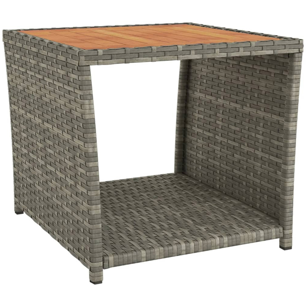 vidaXL Grey Polyrattan and Solid Acacia Wood Tea Table Image 2