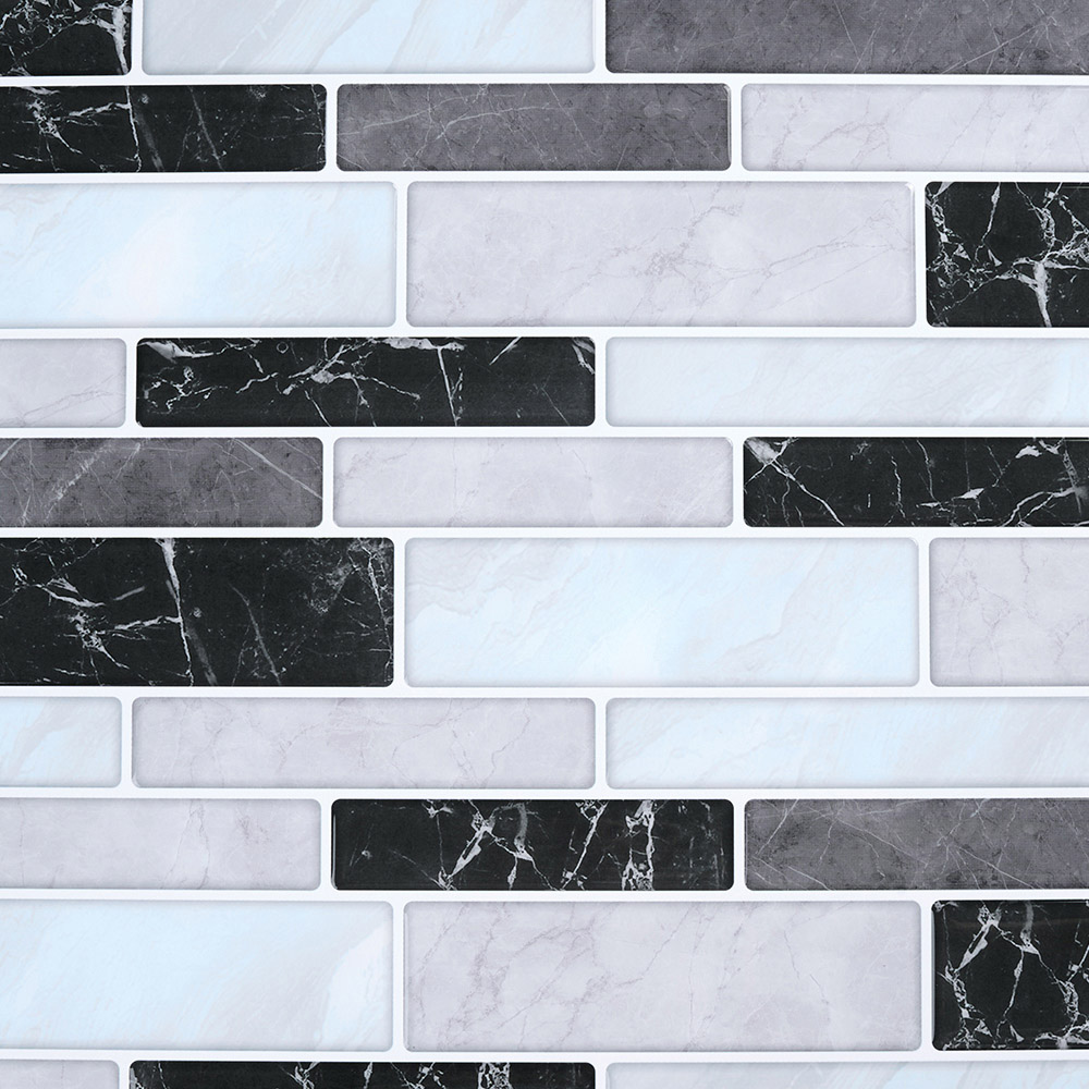 Living and Home Brick Effect Grey and Black Self Adhesive Wall Sticker 10 Pack Image 5