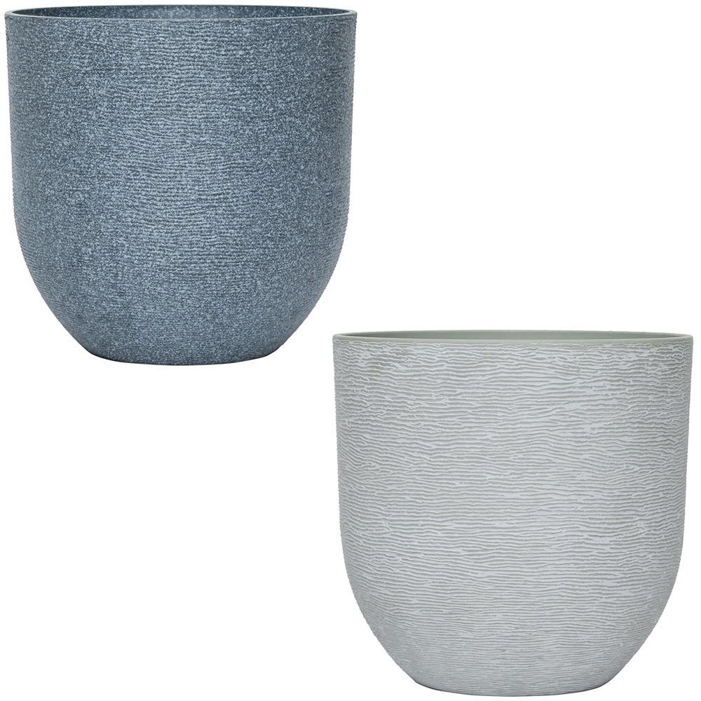 Garden Gear Light Grey and Ivory Stone Effect Planter 26cm 2 Pack Image 1